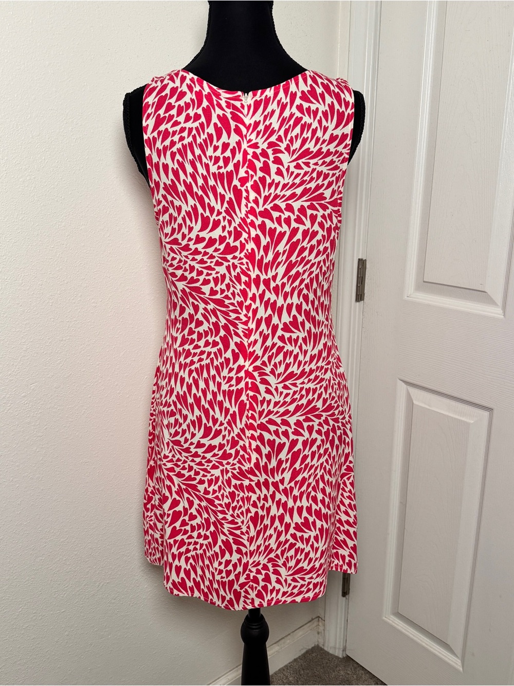 Reformation Noha Mini Dress Pink Heart Print Square Neck Slit Size 8 - Picture 3 of 4